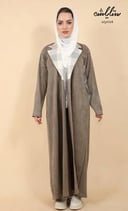 عباية شتوي شامواه لف باللون البيج الغامق