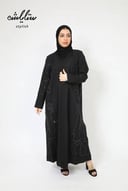 عباية لف باللون الأسود مطرزة