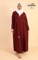 عباية لنن لف باللون العنابي