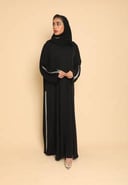 عباية كويتي كلوش مطرزة باللون الأسود
