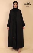 عبايه شامواه شتوي نواعم ازرار باللون الاسود