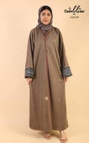 عبايه شامواه كويتي شتوي لف باللون البني
