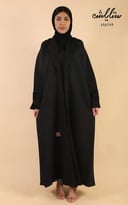 عبايه لمسه شتوي  لف باللون الاسود