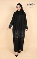 عباية لف مطرزة باللون الاسود 