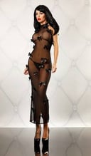 لانجري أسود طويل مزين بفيكونات