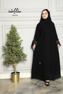 عباية كلاسيك بياقة جاكيت باللون الأسود