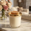 Candle with brass cover