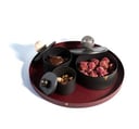 New brass set tray with 4 marble  handle boxes with touch of gold