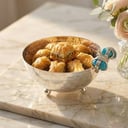 Silver  plated bowl  size 16 cm with turquoise precious stones 