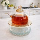 Medium Tea Pot Crystal - White Precious Stone Silver