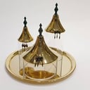 طقم السبحه مكون من صنيه وثلاث مقاسات علب صناعه يدويه لون ذهبي 
