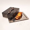 SILVER TRAY W/ PLEXI COVER AND MOTHER OF PEARL HANDLE