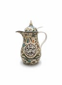 ترمس قهوه رسم يدوي لون كريمي
