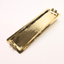 Gold plated long tray 55cm green  precious stones