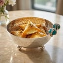 Silver  plated bowl  size 19 with turquoise precious stones 