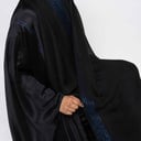 طرحه حرير طبيعي - طبقتين || بخطوط زري (أزرق)
