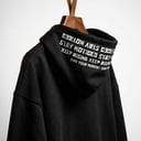 Black Cotton Hoodie with White Print