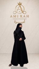 عباية قماش كتان مع قماش جبير نص كلوش
