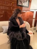  عباية مناسبات اسود(شيفون فصوص) شامل الطرحة