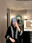 عباية بشت أسود بتطريز وشك وكرستال يدوي