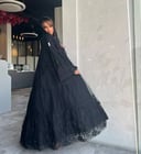 عباية كلوش شيفون بدانتيل اسود (تطريز يدوي فخم)
