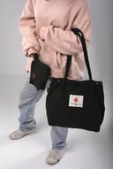 Flutterby floral tote bag- black