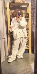 Boho linen free size off white suit