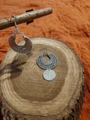 Bohemian style hoop silver color earrings