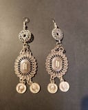 Long ethnic silver color earrings
