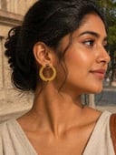 Gold plated brass textured earrings