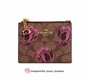 Coach bifold wallet light brown with pinkish flowers