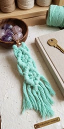 Macrame Teal Keychain p