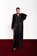 Diriyah Royal Purple Velvet & Black Washed Silk Abaya