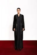 Diriyah Brown Velvet & Black Washed Silk Abaya