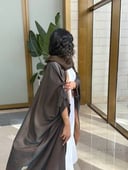 عباية كريب ياباني وجهين (بني/ ذهبي)