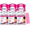 Bundle Of 3 (Veet Easy-Gel Wax Strips for Face - 20 Wax Strips and 4 Perfect Finish Wipes)