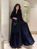 عبايه كريب كوري مع تطريز 