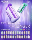 VOZOL STAR سحبة سيجارة فوزول ستار 40000 شفطة عدة نكهات 50 نيكوتين استخدام مره واحده