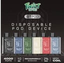TWIST سحبة سيجارة تويست مع بودات معبئة 4000 شفطة  عدة نكهات استخدام مره واحده