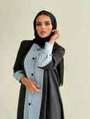 عبايه كتان خفيف مع قماش الكريب الخفيف