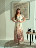 Embroidered  Floral Linen Dress