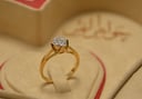 خاتم  وثيقة حب الالماس الحجم  الكبير الاصفر