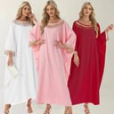 عباية إسلامية أنيقة للنساء بتصميم رباءة عربية طويلة مع شرابات وزخارف تقليدية