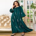 عباية ساتان أنيقة للنساء بتصميم قفطان طويل مناسب للحفلات والمناسبات الرمضانية