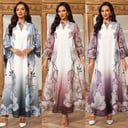 عباية نسائية مطرزة ومطبوعة بتصميم عربي طويل للعيد والمناسبات الإسلامية