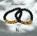 Bracelet Amber with Onyx and hematite separators