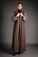 Brown abaya with embroidery on the sleeve