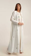 Linen Abaya With Embroidery On The Collar