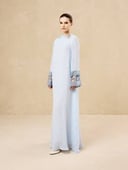 Baby blue dress with details on sleeves 