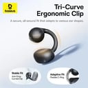 Baseus BC1 Ear Clip Earbuds Open Ear Wireless Earphones Bluetooth 6.0 Clip On Sports Headphones 4-Mics Super Bass IP55 Ear buds